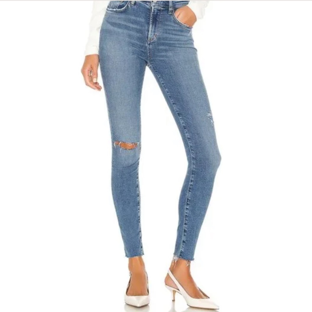 Agolde Sophie Ankle Skinny Jean High Rise Distressed Stretch Denim